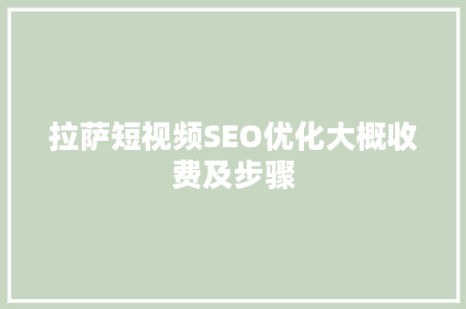 拉萨短视频SEO优化大概收费及步骤