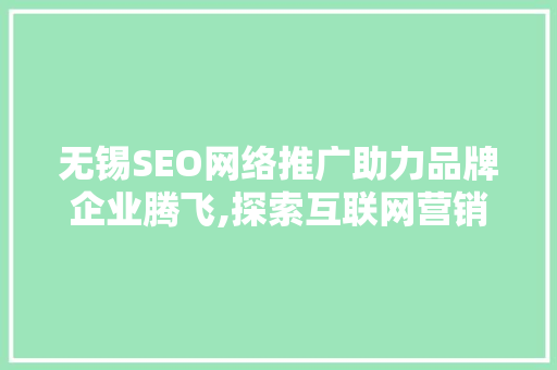 无锡SEO网络推广助力品牌企业腾飞,探索互联网营销新篇章