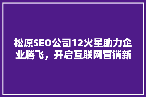 松原SEO公司12火星助力企业腾飞，开启互联网营销新篇章