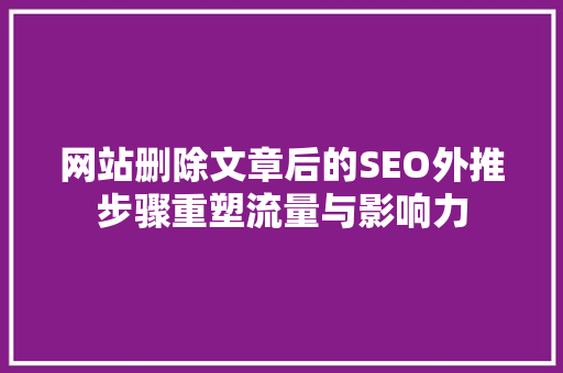 网站删除文章后的SEO外推步骤重塑流量与影响力
