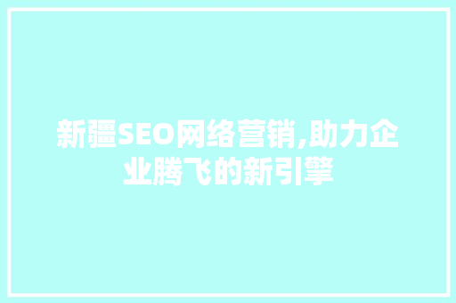 新疆SEO网络营销,助力企业腾飞的新引擎