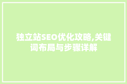 独立站SEO优化攻略,关键词布局与步骤详解