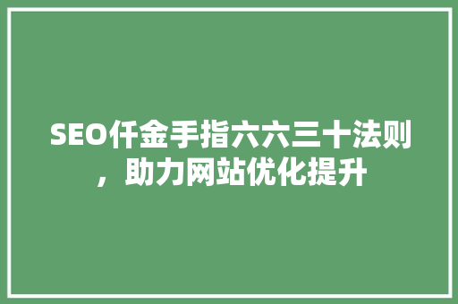 SEO仟金手指六六三十法则，助力网站优化提升