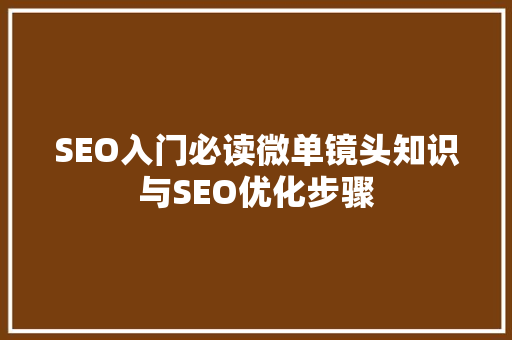 SEO入门必读微单镜头知识与SEO优化步骤  第1张