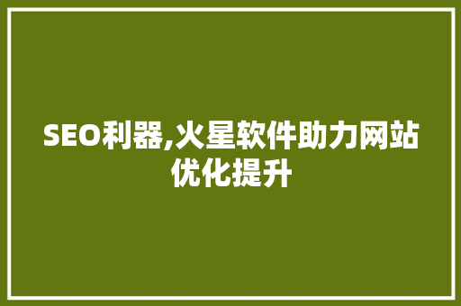 SEO利器,火星软件助力网站优化提升