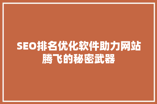 SEO排名优化软件助力网站腾飞的秘密武器