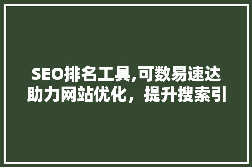 SEO排名工具,可数易速达助力网站优化，提升搜索引擎排名