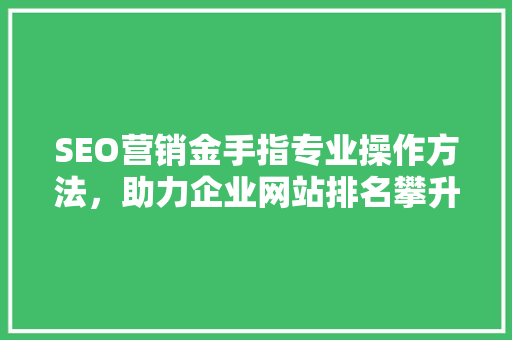 SEO营销金手指专业操作方法，助力企业网站排名攀升