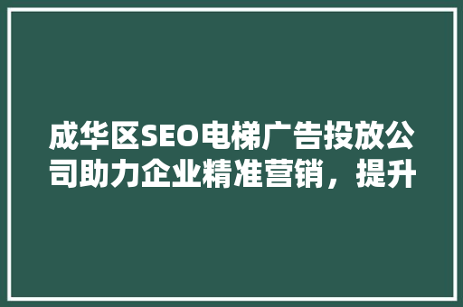 成华区SEO电梯广告投放公司助力企业精准营销，提升品牌影响力