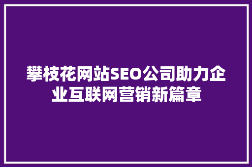 攀枝花网站SEO公司助力企业互联网营销新篇章