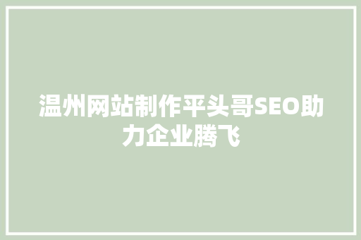 温州网站制作平头哥SEO助力企业腾飞