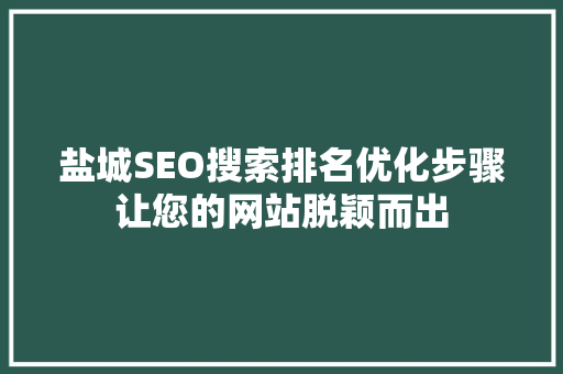 盐城SEO搜索排名优化步骤让您的网站脱颖而出