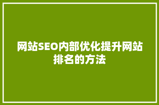 网站SEO内部优化提升网站排名的方法