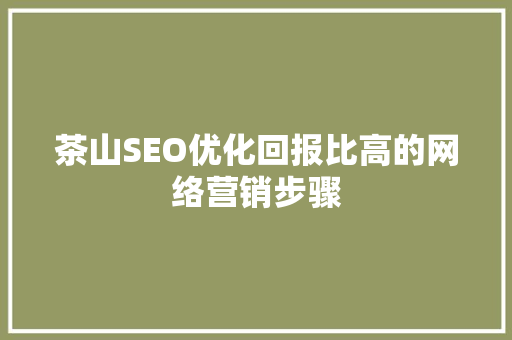 茶山SEO优化回报比高的网络营销步骤