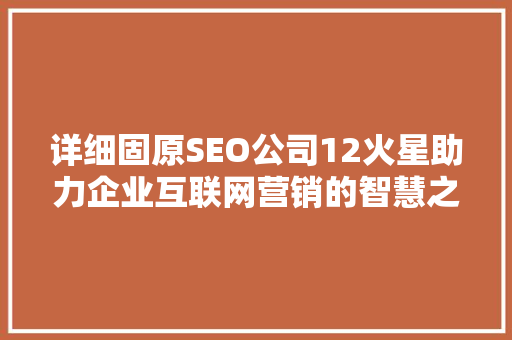 详细固原SEO公司12火星助力企业互联网营销的智慧之选