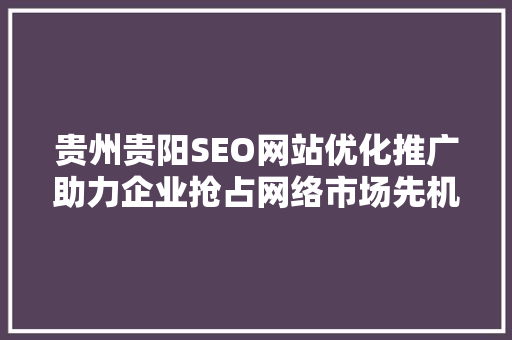 贵州贵阳SEO网站优化推广助力企业抢占网络市场先机