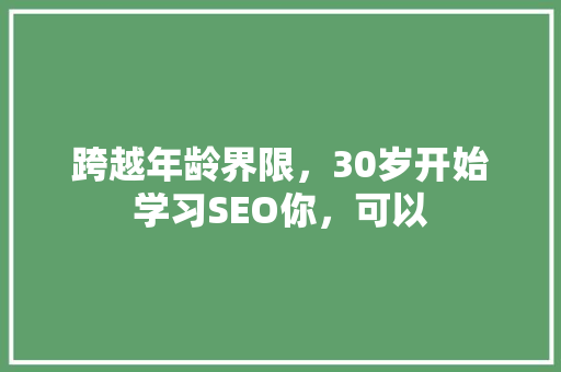跨越年龄界限，30岁开始学习SEO你，可以