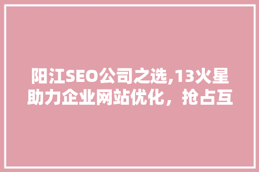 阳江SEO公司之选,13火星助力企业网站优化，抢占互联网市场先机