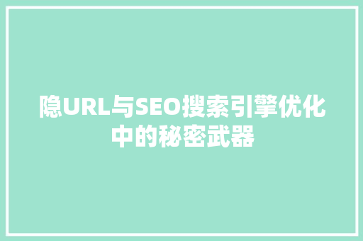 隐URL与SEO搜索引擎优化中的秘密武器