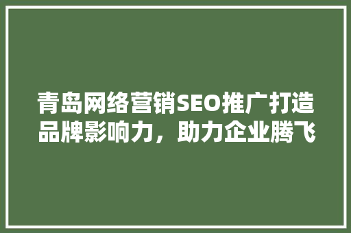 青岛网络营销SEO推广打造品牌影响力，助力企业腾飞