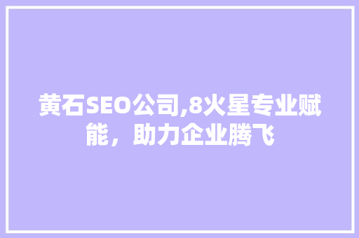 黄石SEO公司,8火星专业赋能，助力企业腾飞