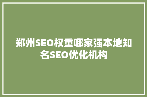 郑州SEO权重哪家强本地知名SEO优化机构