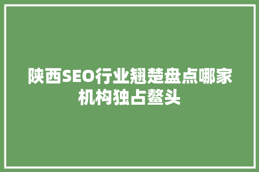 陕西SEO行业翘楚盘点哪家机构独占鳌头