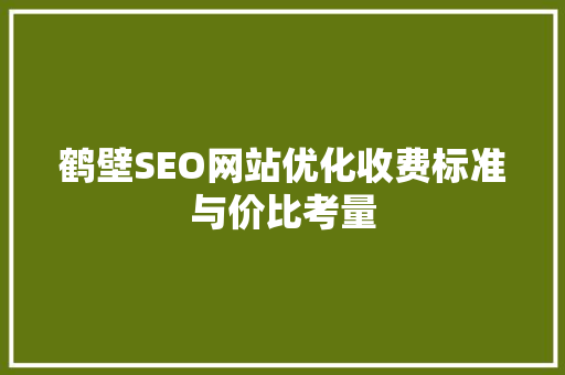鹤壁SEO网站优化收费标准与价比考量