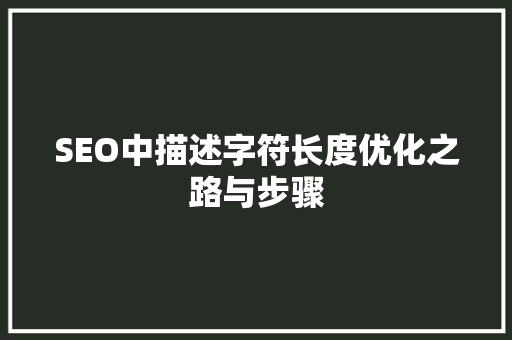 SEO中描述字符长度优化之路与步骤