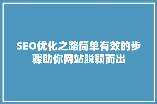 SEO优化之路简单有效的步骤助你网站脱颖而出
