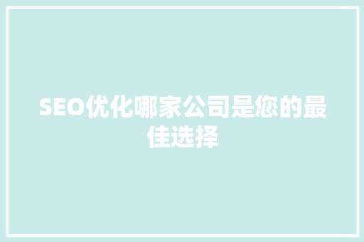 SEO优化哪家公司是您的最佳选择