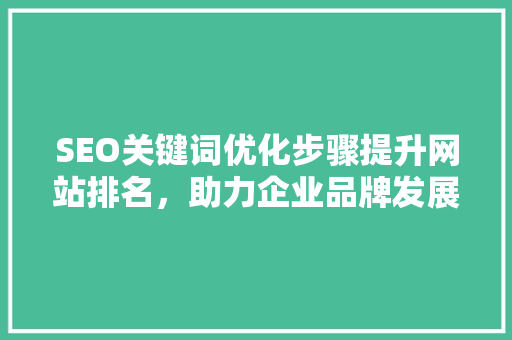 SEO关键词优化步骤提升网站排名，助力企业品牌发展