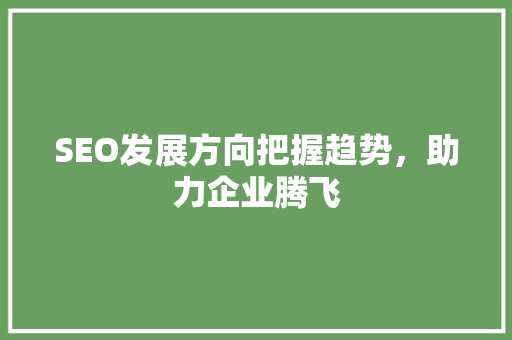 SEO发展方向把握趋势，助力企业腾飞
