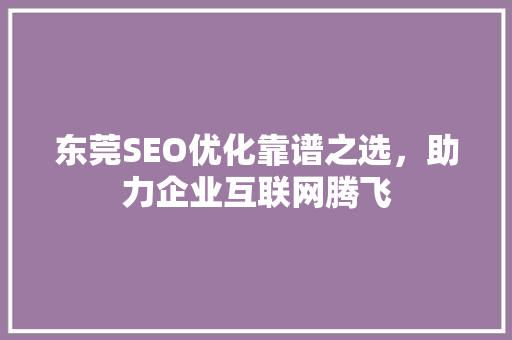 东莞SEO优化靠谱之选，助力企业互联网腾飞