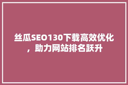 丝瓜SEO130下载高效优化，助力网站排名跃升