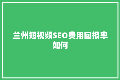 兰州短视频SEO费用回报率如何