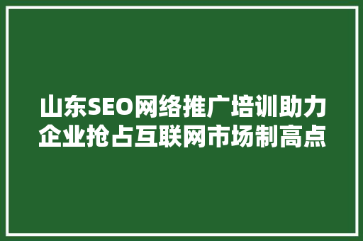 山东SEO网络推广培训助力企业抢占互联网市场制高点