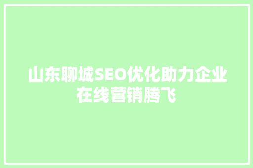 山东聊城SEO优化助力企业在线营销腾飞