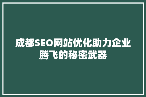 成都SEO网站优化助力企业腾飞的秘密武器