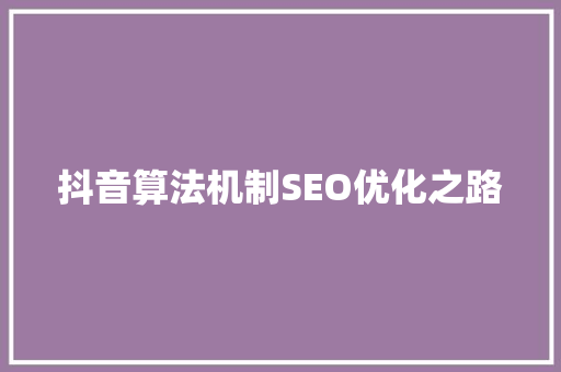 抖音算法机制SEO优化之路
