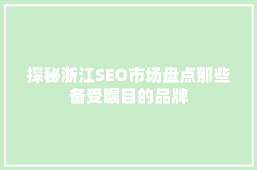 探秘浙江SEO市场盘点那些备受瞩目的品牌