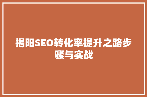 揭阳SEO转化率提升之路步骤与实战
