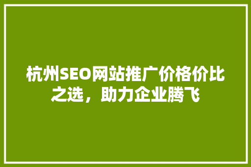 杭州SEO网站推广价格价比之选，助力企业腾飞