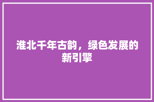 淮北千年古韵，绿色发展的新引擎