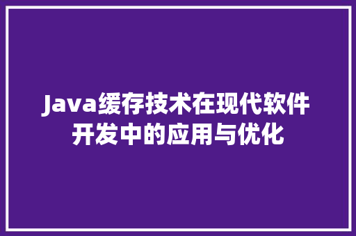 Java缓存技术在现代软件开发中的应用与优化