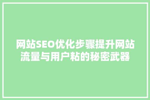 网站SEO优化步骤提升网站流量与用户粘的秘密武器
