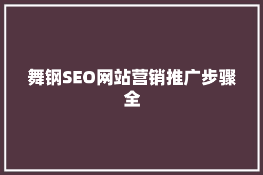 舞钢SEO网站营销推广步骤全  第1张