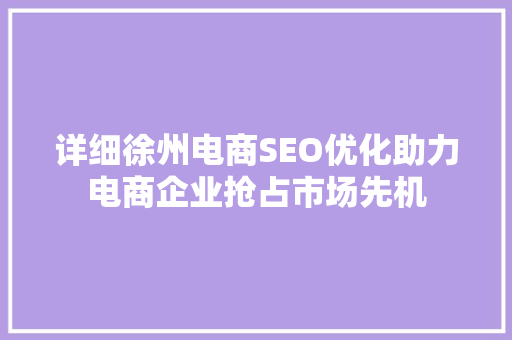 详细徐州电商SEO优化助力电商企业抢占市场先机