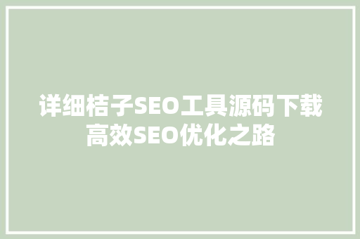 详细桔子SEO工具源码下载高效SEO优化之路