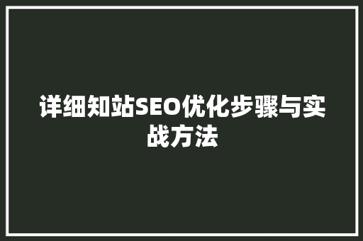 详细知站SEO优化步骤与实战方法